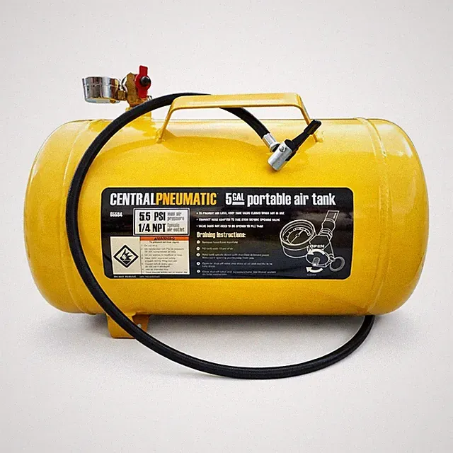 5 Gallon Air Tank Portable 125 PSI Steel Tire Inflator with Hose Gauge