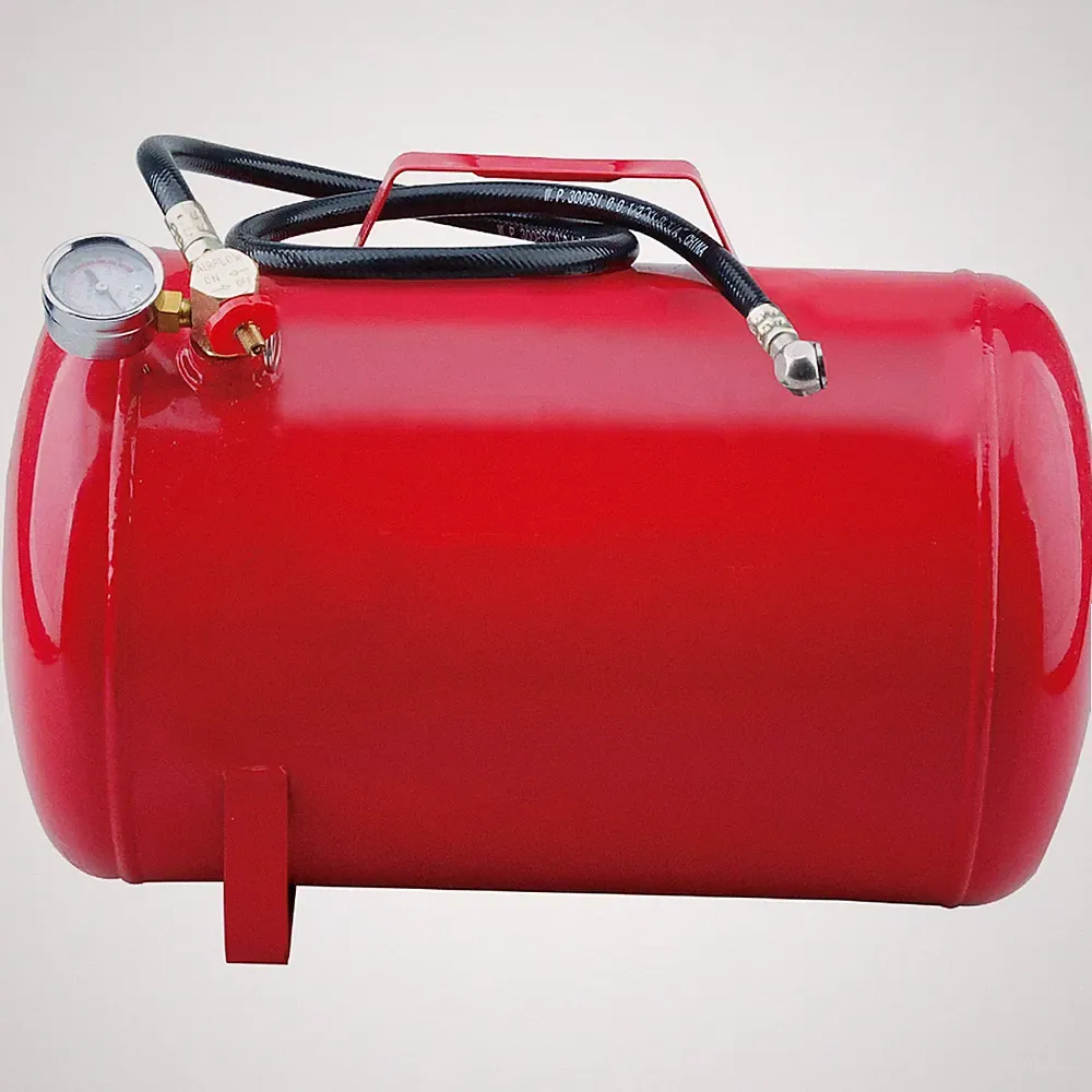 Horizontal Portable Steel Air Tank with Tire Air Chuck, 5 Gallon Capacity