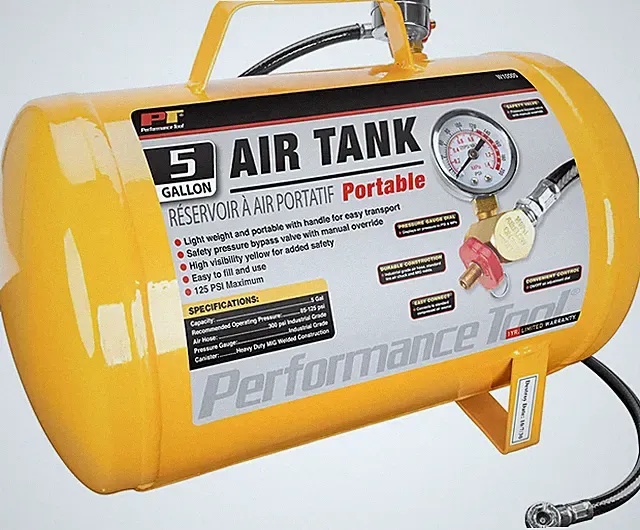 Performance Tool W10005 Hi-Viz 5-Gallon Horizontal Portable Air Tank 3.2oz