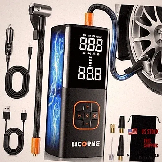 Tire Inflator Portable Air Compressor, 5X Faster Portable Air Pump for Black